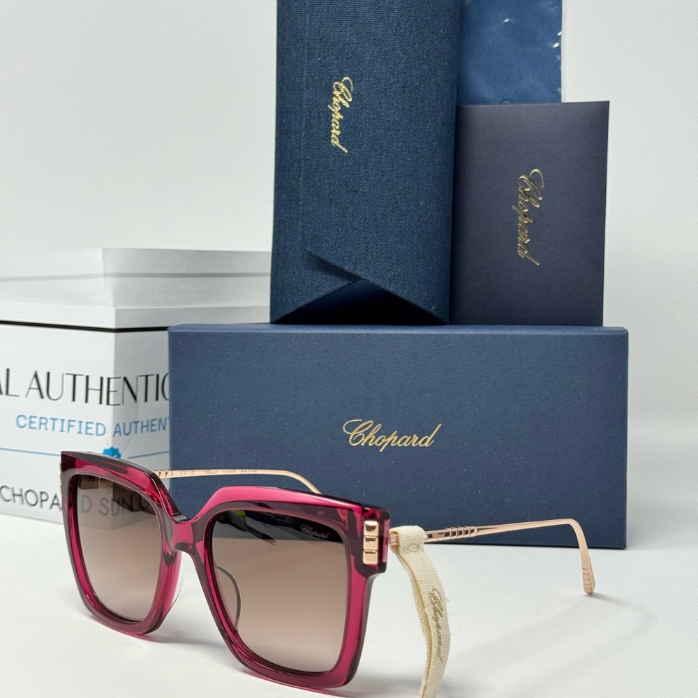 NEW Chopard Ice Cube SCH353 04GB Burgundy Womens Luxury Sunglasses SET AUTHENTIC